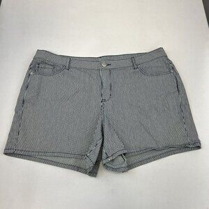 Venezia Womens Striped Five Pocket Jean Short Navy/White Size 18